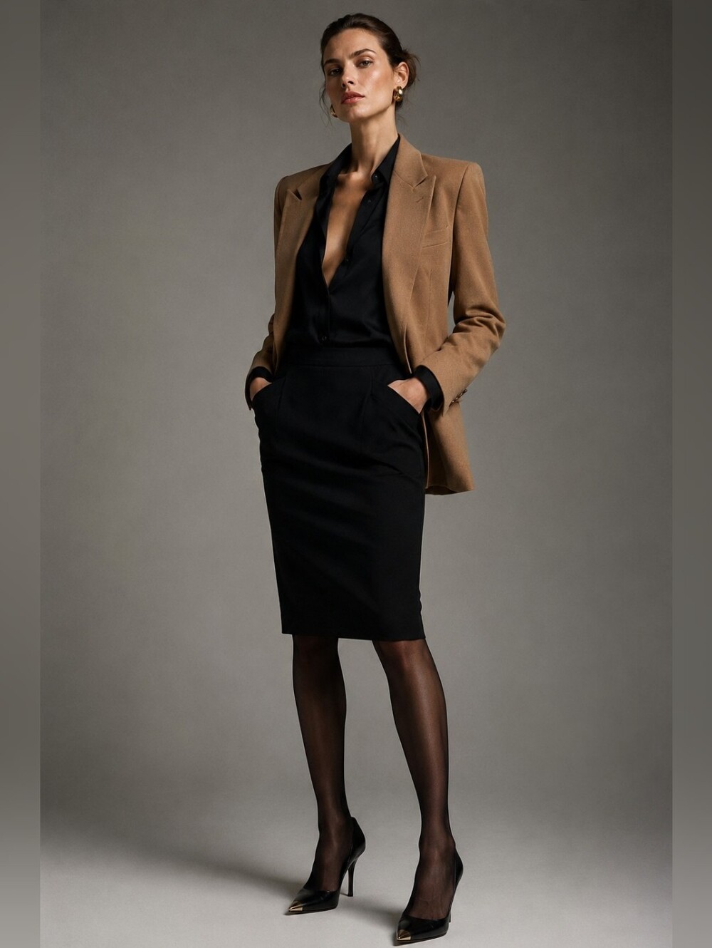 ❤️ YVES SAINT LAURENT YSL VINTAGE RIVE GAUCHE 80'S WOOL PENCIL SKIRT W/ POCKETS